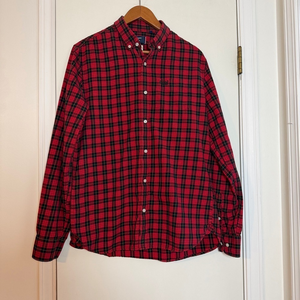 Superdry Osaka Team Red & Black Plaid Button Down Shirt | Men's Medium